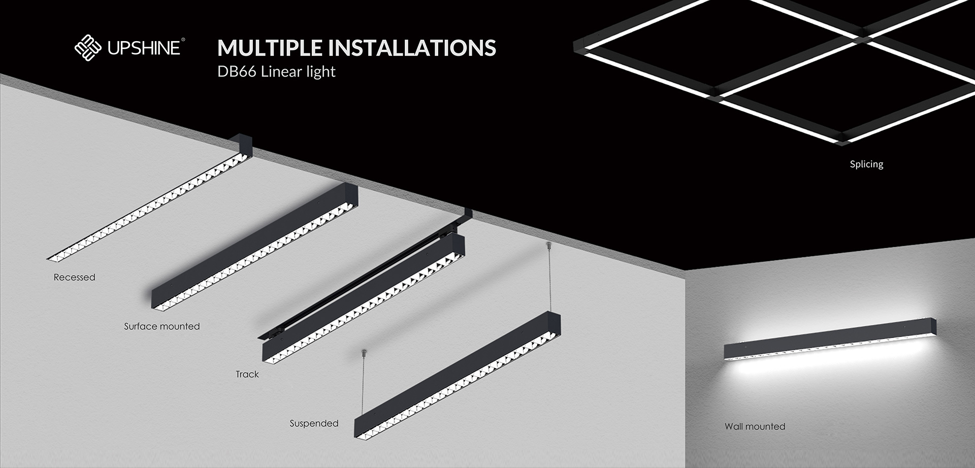 Multiple installations LED office linear light