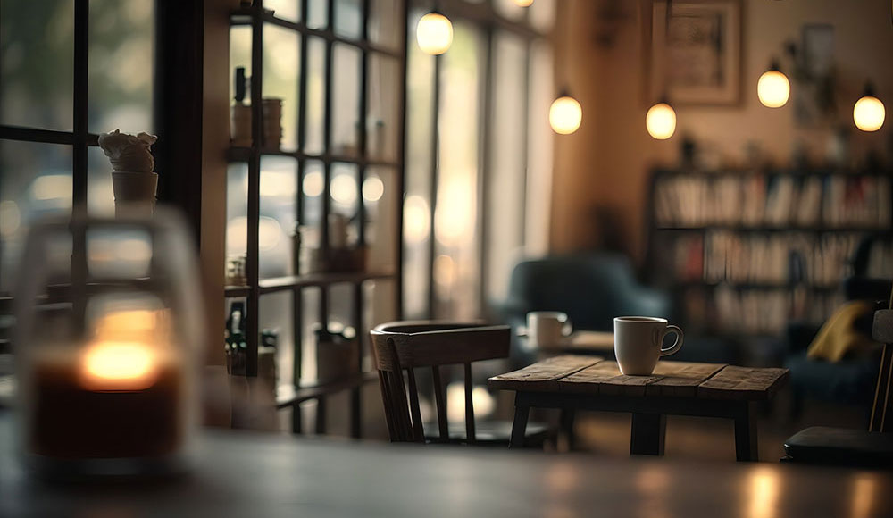 coffee shop with candle table