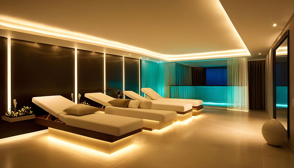 spa eeception lighting design