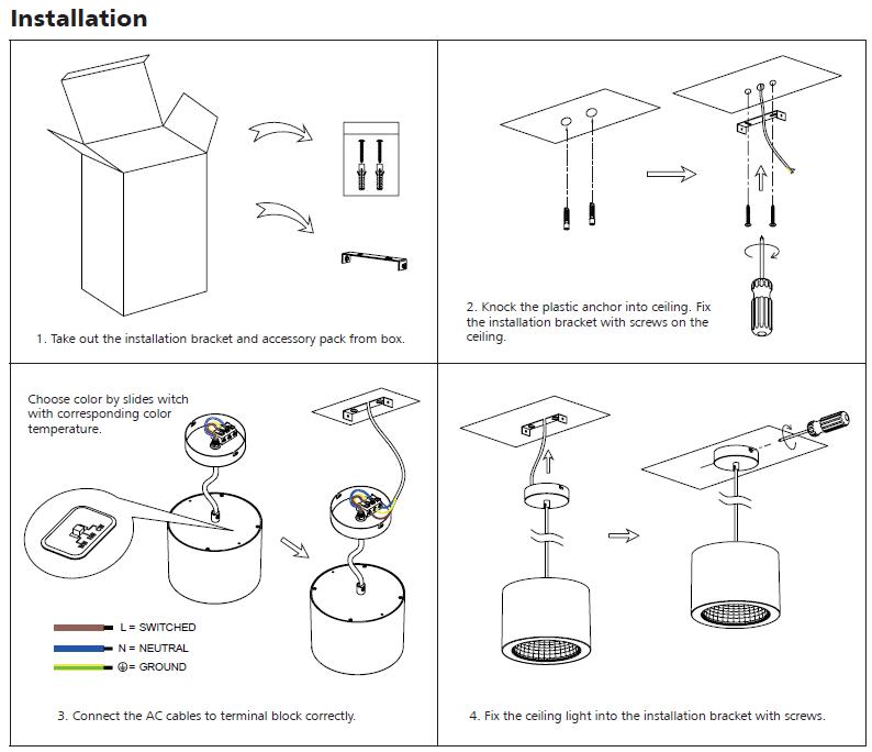 ceiling suspended light easy installation