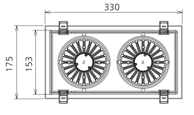 square down light with two heads sizes