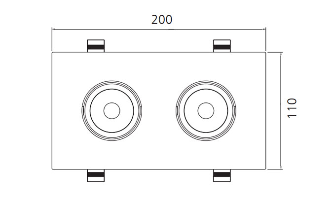 90mm cutout double heads downlight sizes