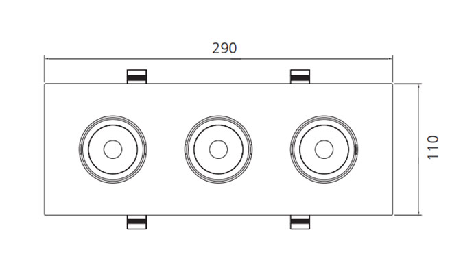 three heads square downlight