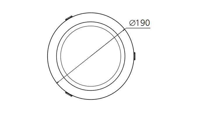 170mm cut out white downlight Dimensions