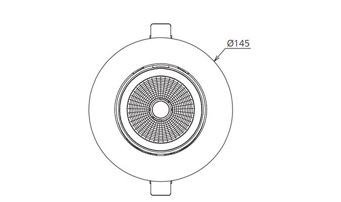 130mm cut out downlight Dimensions
