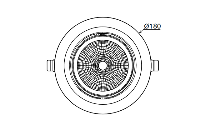 170mm cut out downlight Dimensions