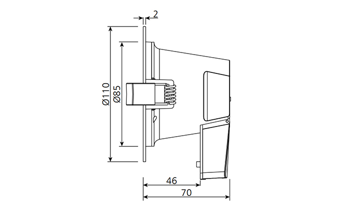 6w Down light 70mm cut out sizes