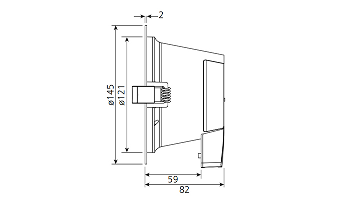 Dimensions 82mm cut out