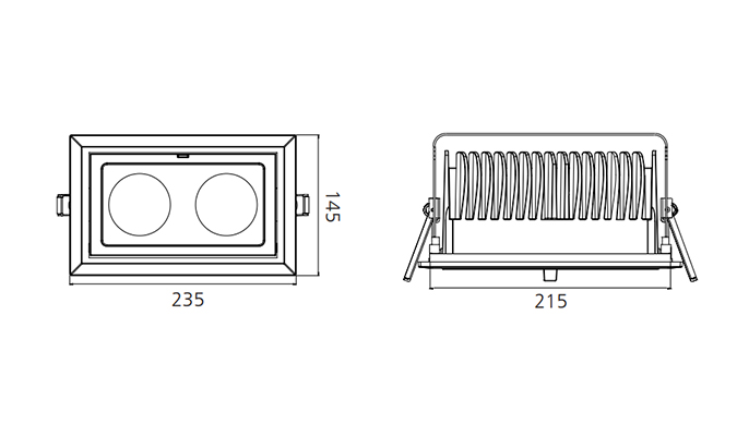 COB square downlight sizes