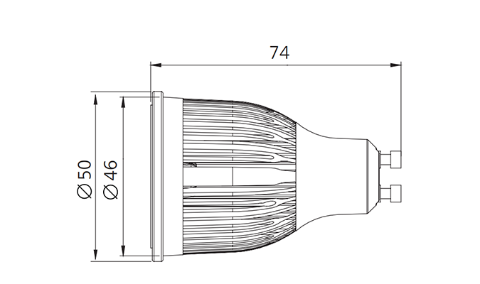 6W GU10 LED Spotlight Dimensions