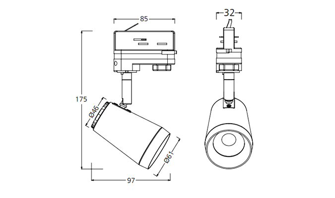 10w Track Light sizes chart