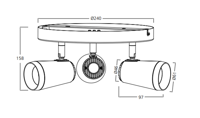 30w ceiling spotlight Product Dimensions