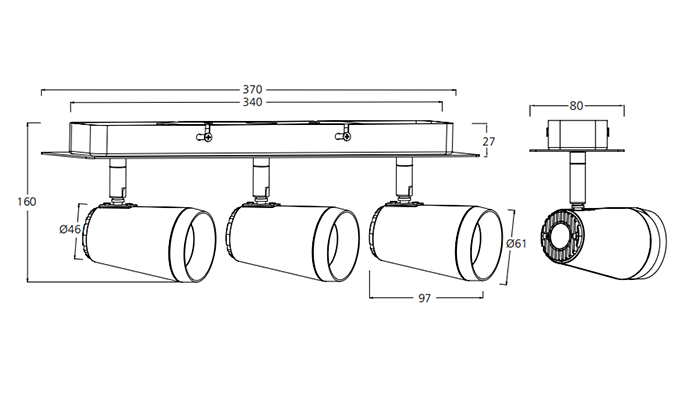 30w led track light sizes