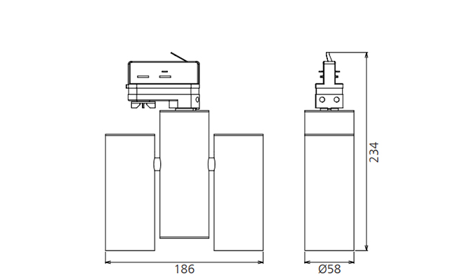Two head track spotlight Dimensions